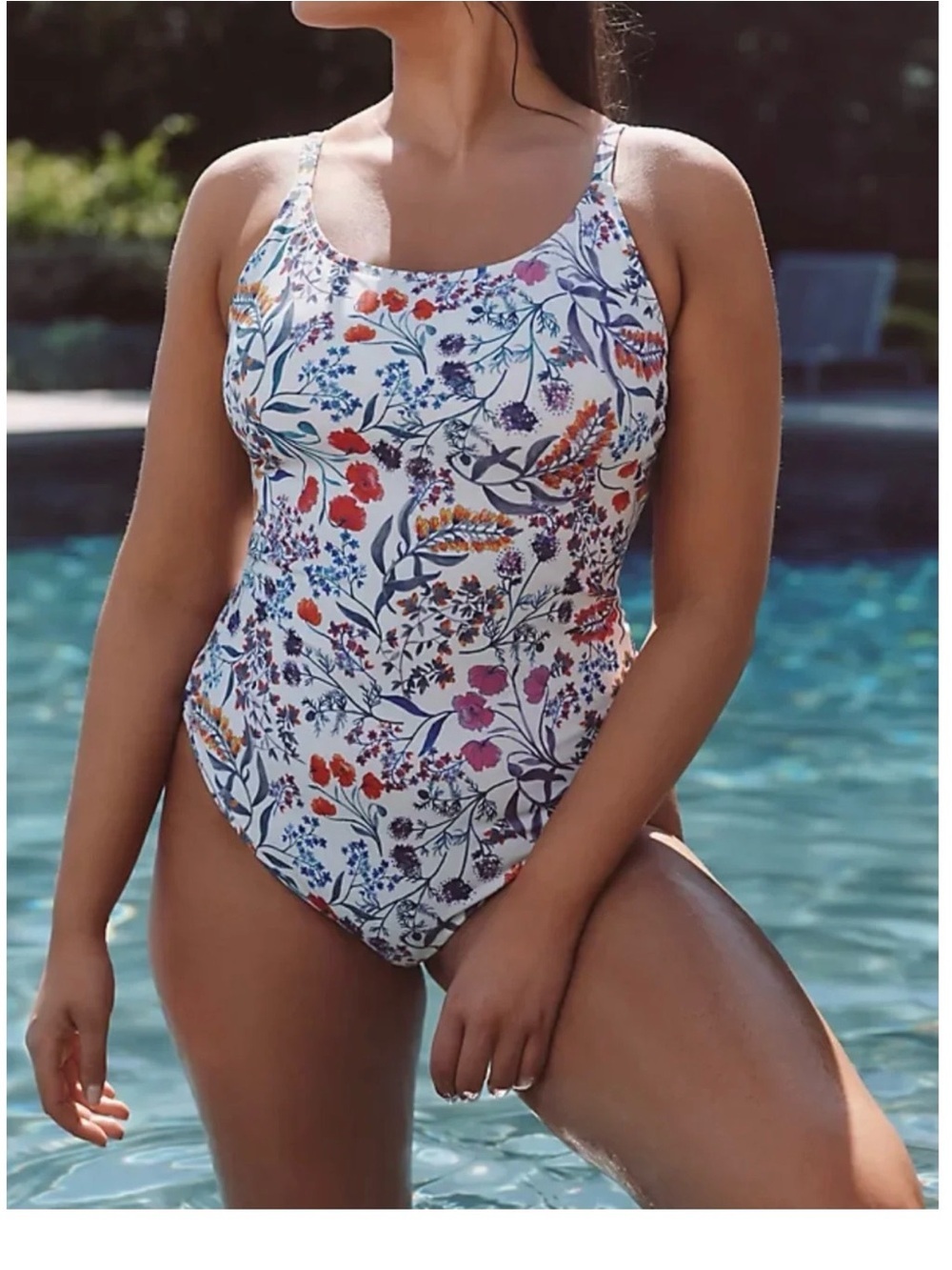 Andie White Floral Scoop-Back One-Piece Swimsuit